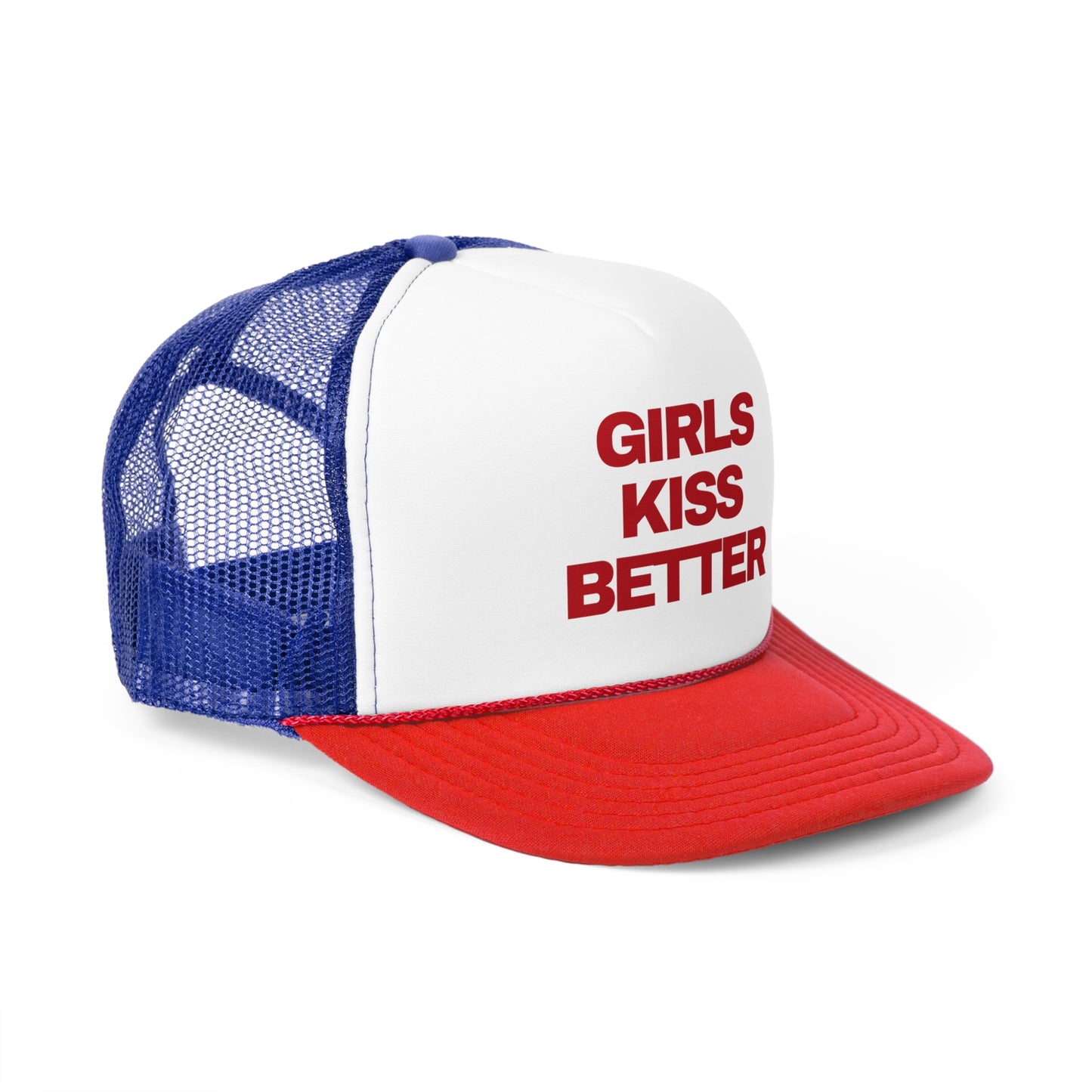 Girls Kiss Better Retro Slogan Trucker Hat | Y2K, Streetwear, Vintage, Gift Ideas |