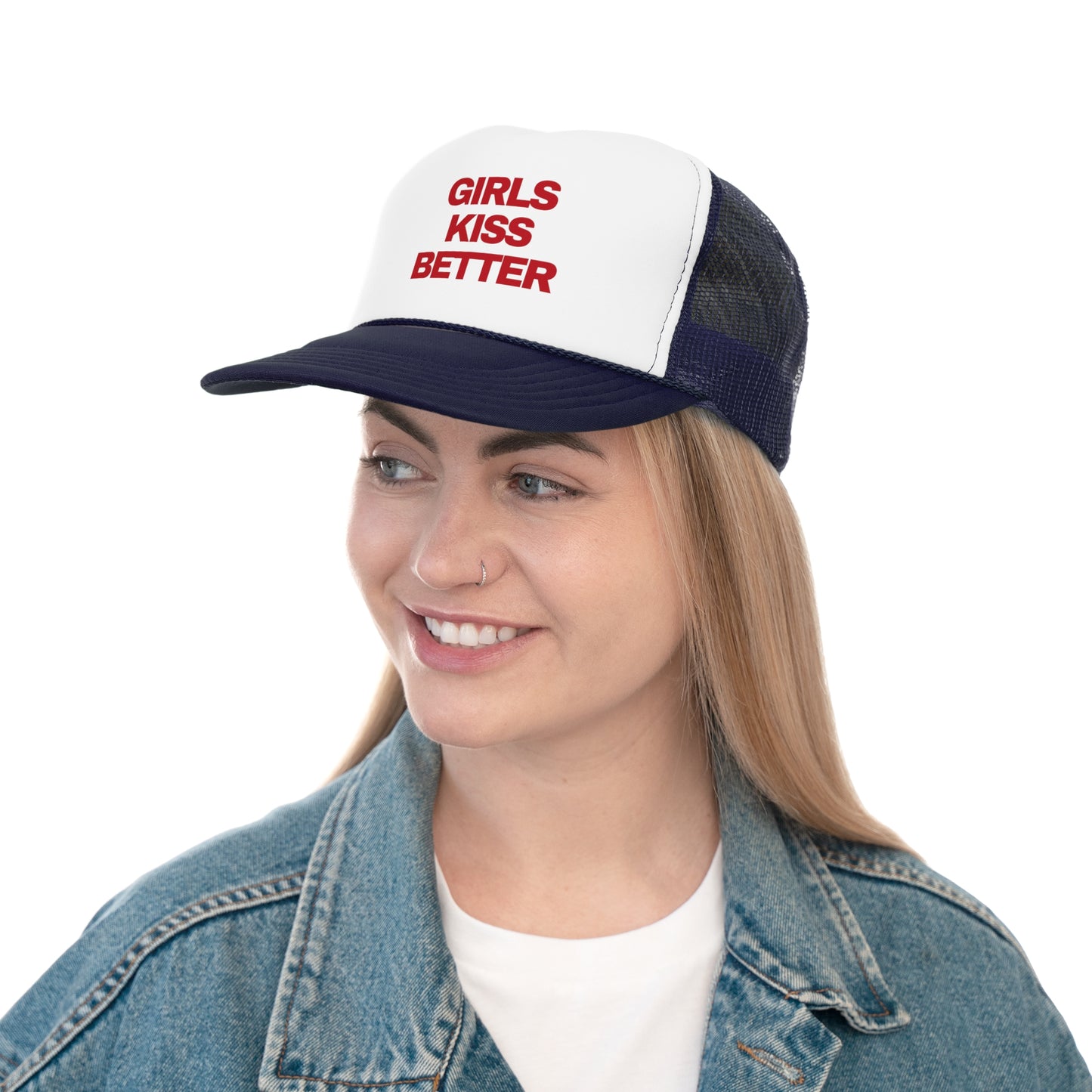 Girls Kiss Better Retro Slogan Trucker Hat | Y2K, Streetwear, Vintage, Gift Ideas |