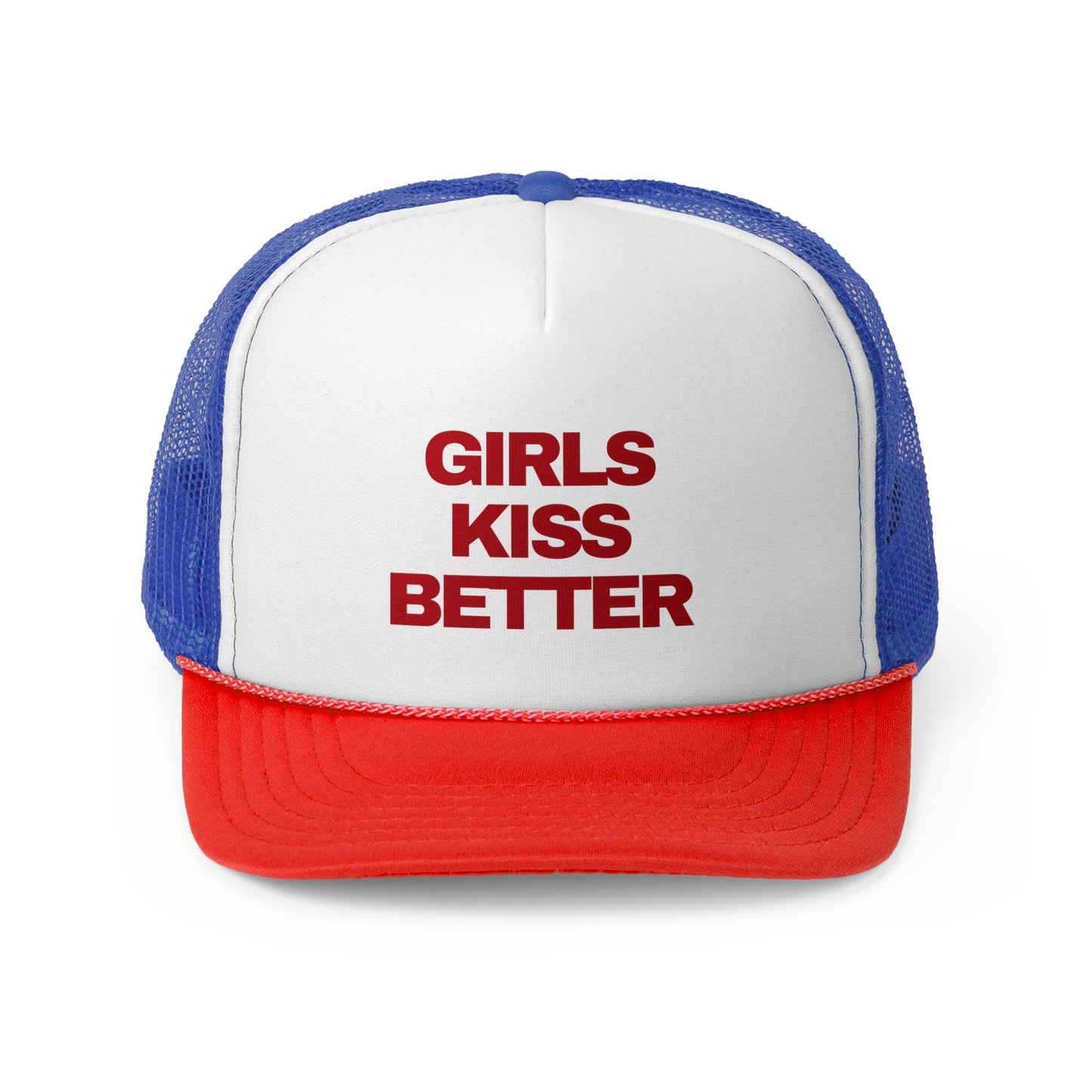 Girls Kiss Better Retro Slogan Trucker Hat | Y2K, Streetwear, Vintage, Gift Ideas |