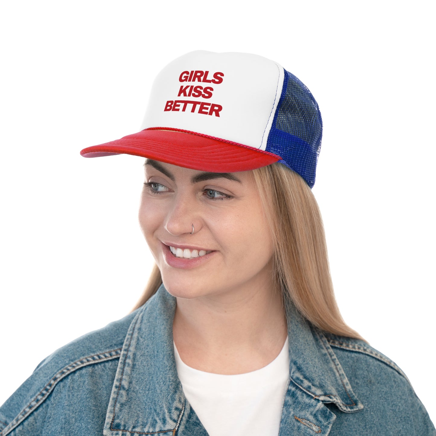 Girls Kiss Better Retro Slogan Trucker Hat | Y2K, Streetwear, Vintage, Gift Ideas |
