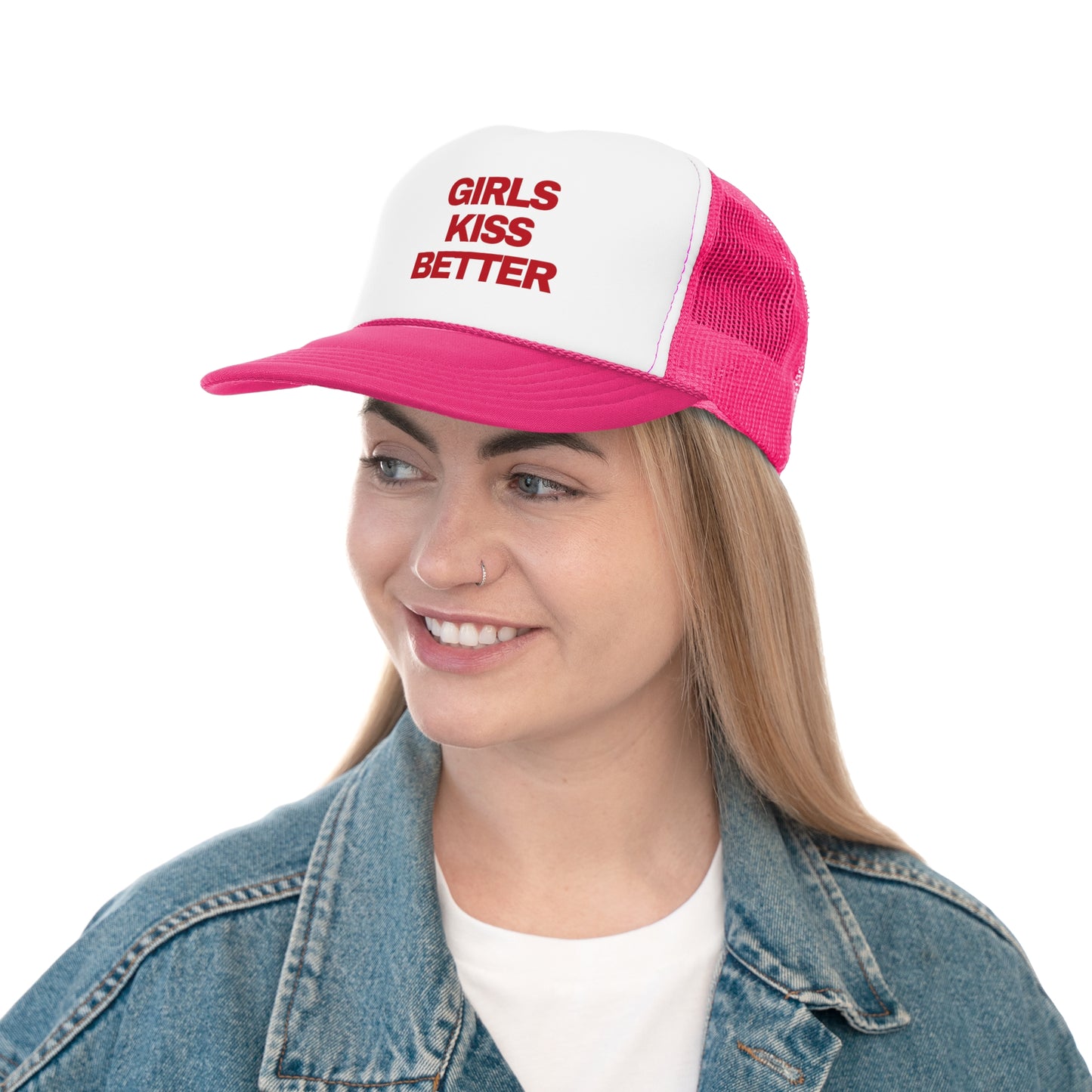 Girls Kiss Better Retro Slogan Trucker Hat | Y2K, Streetwear, Vintage, Gift Ideas |
