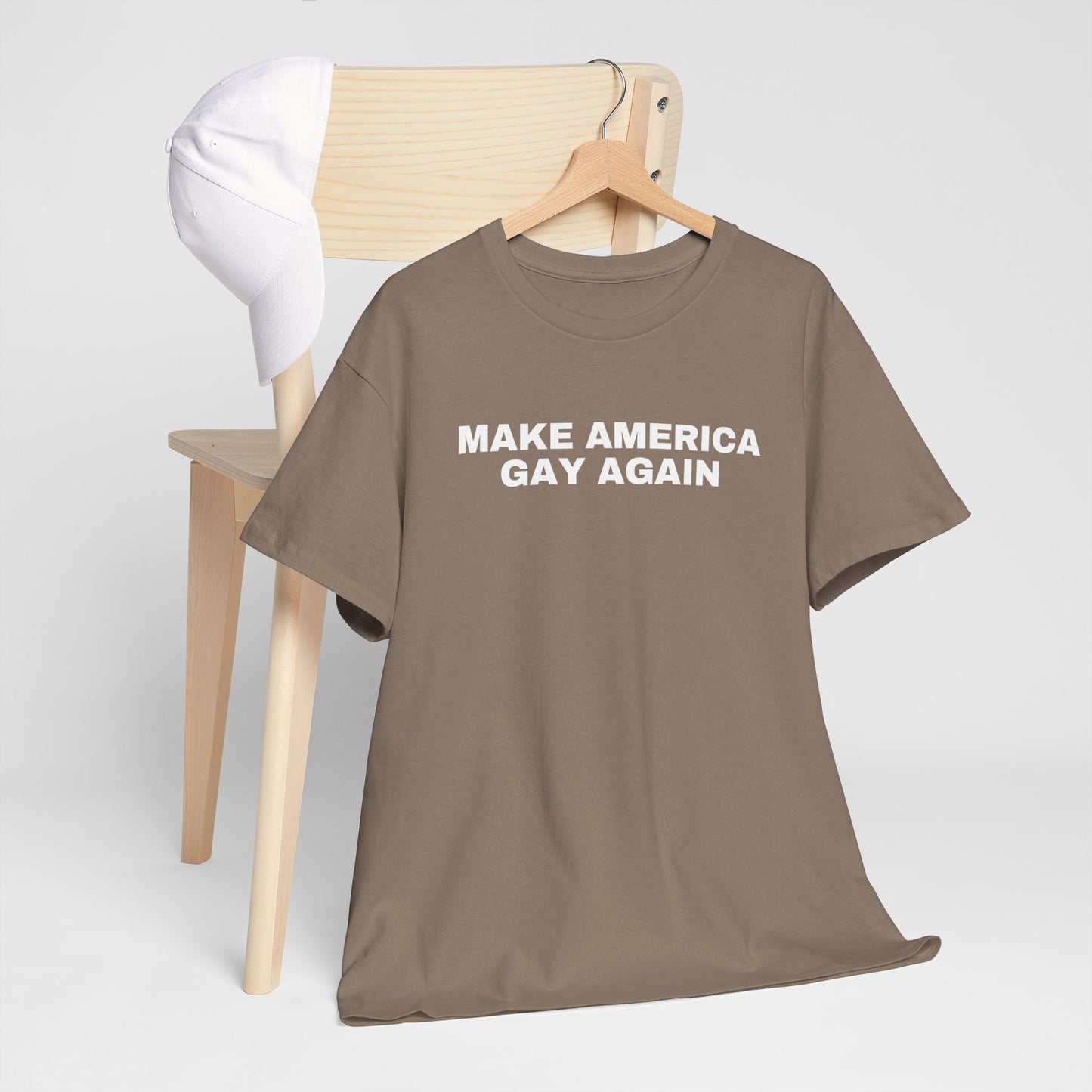 Make America Gay Again Unisex Heavy Cotton T-Shirt | LGBTQ+, Queer, 2024 Election, MAGA, Gift Ideas |