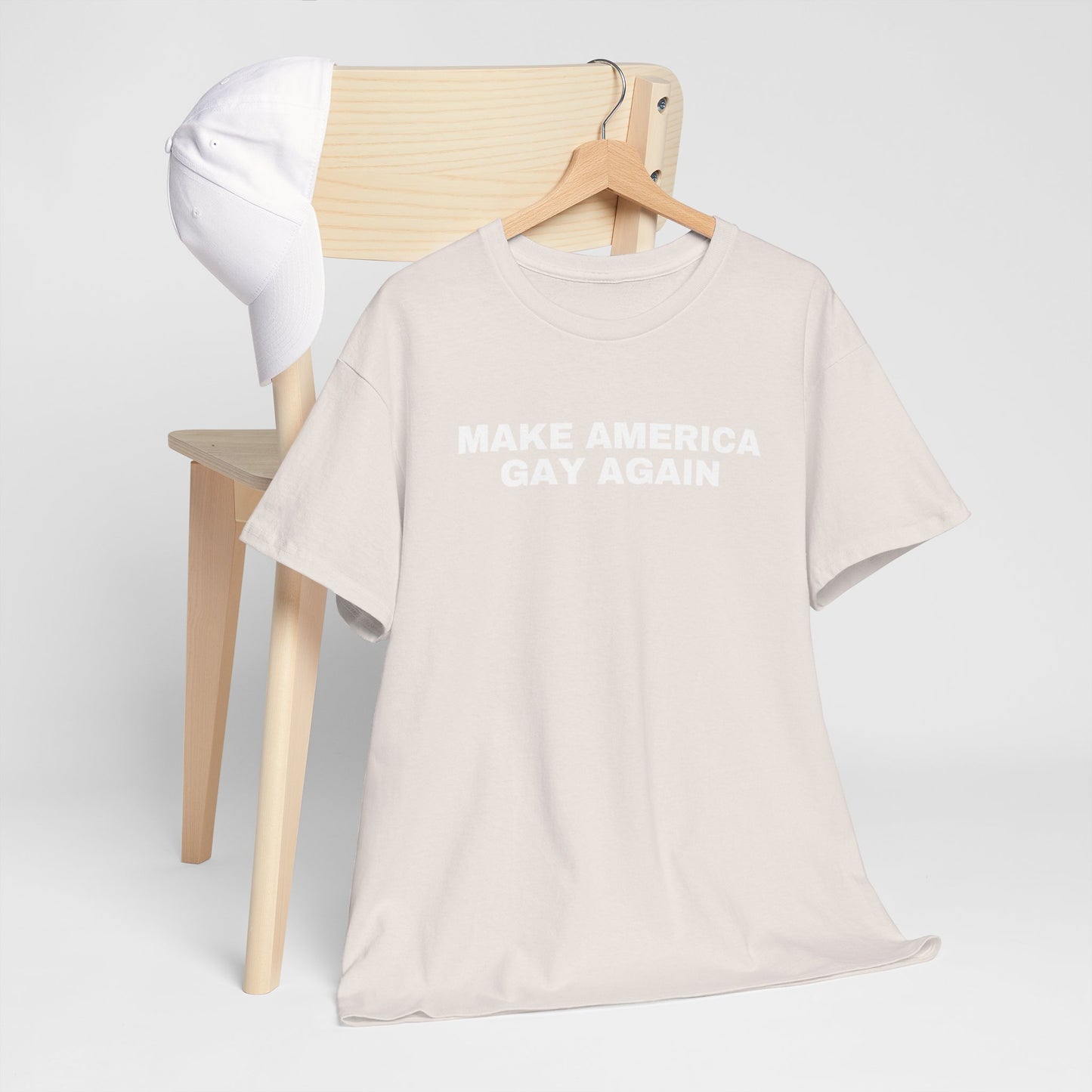 Make America Gay Again Unisex Heavy Cotton T-Shirt | LGBTQ+, Queer, 2024 Election, MAGA, Gift Ideas |