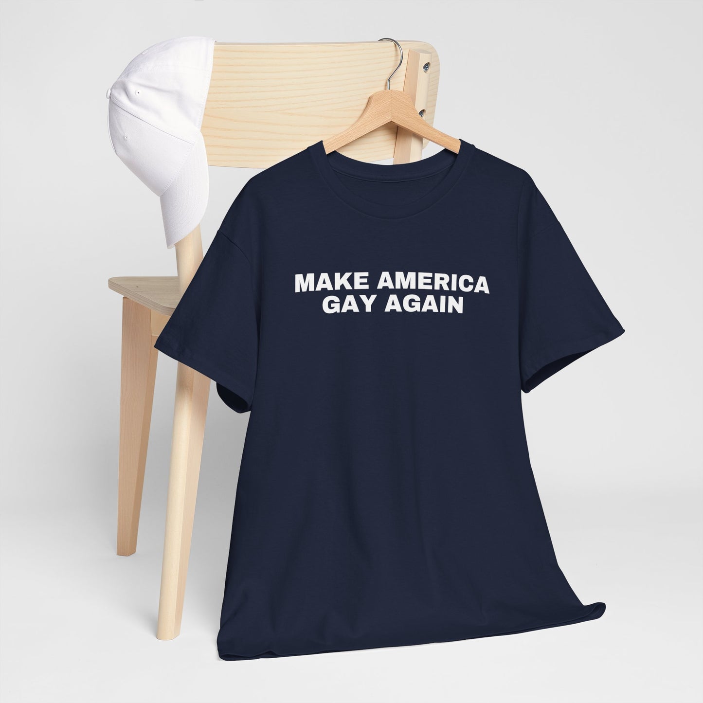 Make America Gay Again Unisex Heavy Cotton T-Shirt | LGBTQ+, Queer, 2024 Election, MAGA, Gift Ideas |