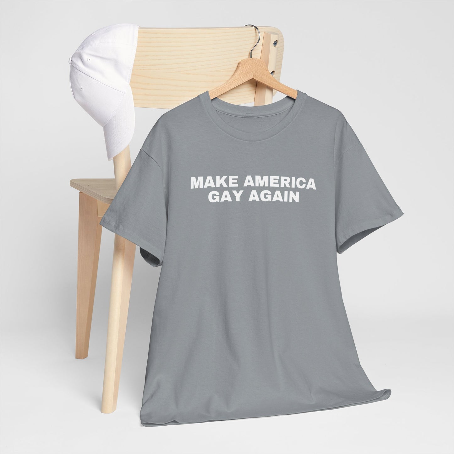 Make America Gay Again Unisex Heavy Cotton T-Shirt | LGBTQ+, Queer, 2024 Election, MAGA, Gift Ideas |