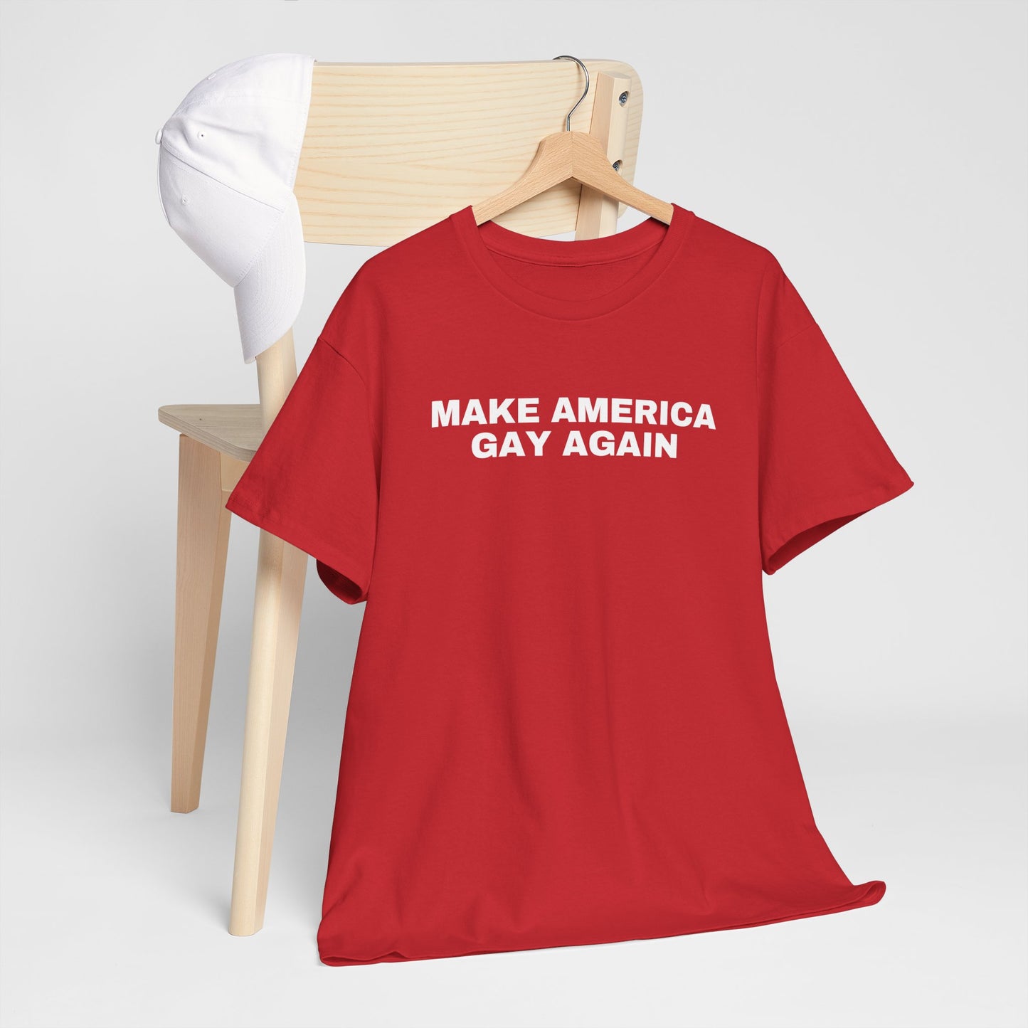 Make America Gay Again Unisex Heavy Cotton T-Shirt | LGBTQ+, Queer, 2024 Election, MAGA, Gift Ideas |