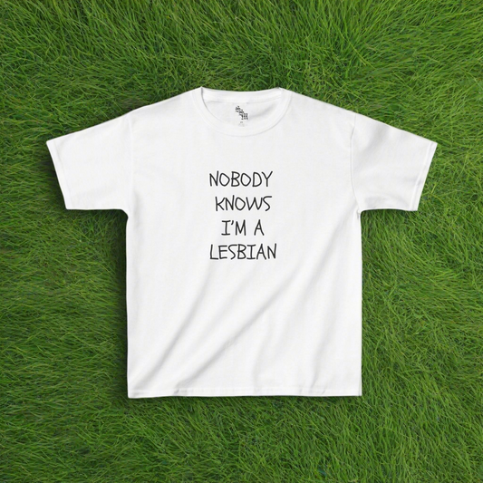 Nobody Knows I'm A Lesbian Baby Tee | Y2K, LGBTQ+, Pride Month, Gift Ideas |