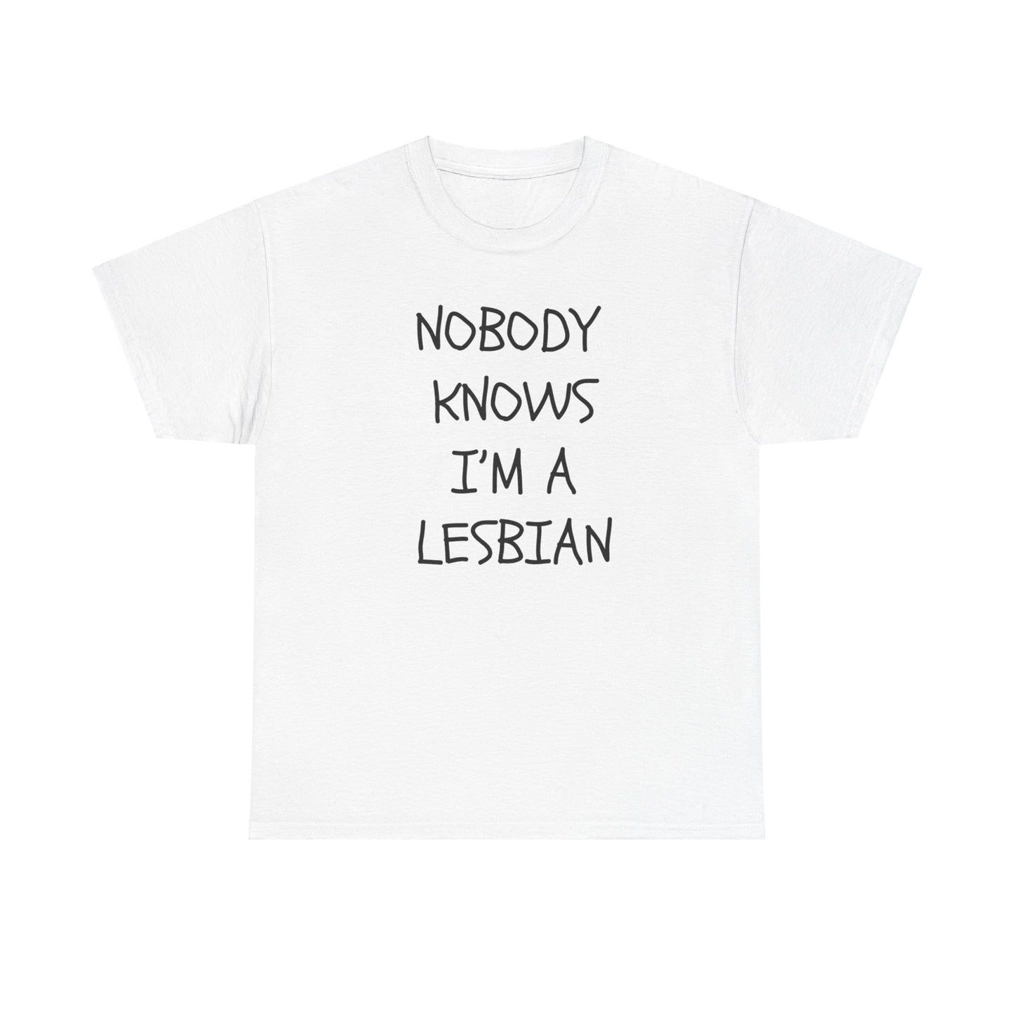 Nobody Knows I'm A Lesbian LGBTQ+ Heavy Cotton T-Shirt | Pride, Love, Girls, Y2K, 2000s Tee |