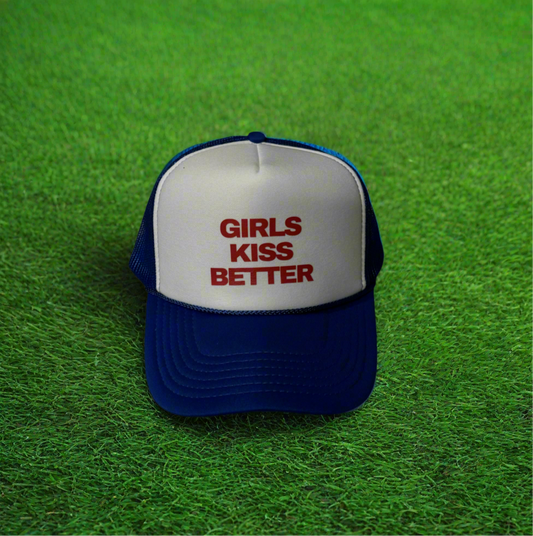 Girls Kiss Better Retro Slogan Trucker Hat | Y2K,  Streetwear, Vintage, Gift Ideas |