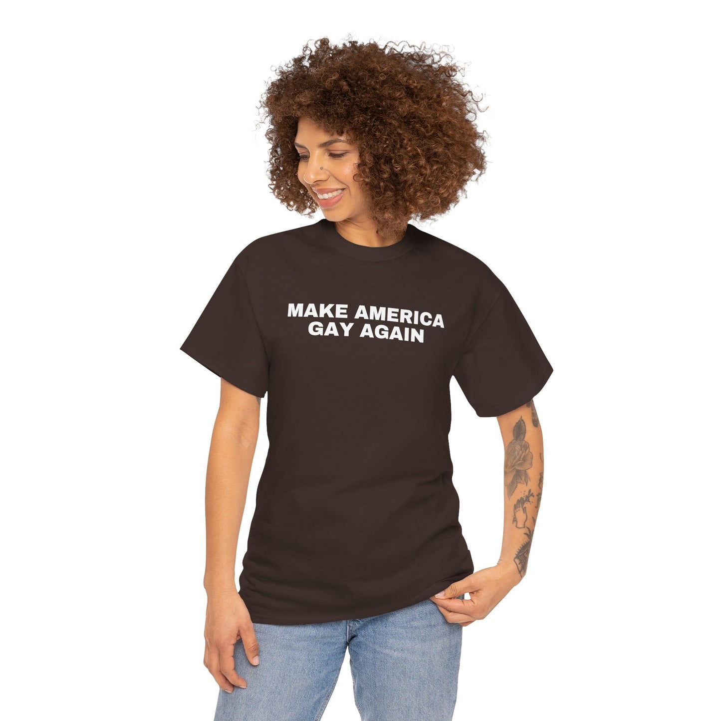 Make America Gay Again Unisex Heavy Cotton T-Shirt | LGBTQ+, Queer, 2024 Election, MAGA, Gift Ideas |