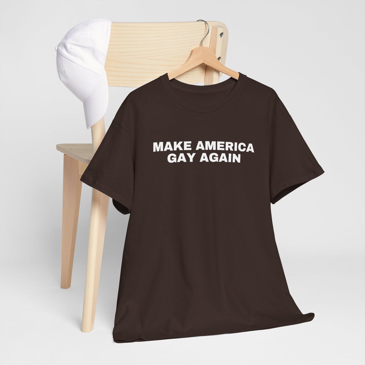 Make America Gay Again Unisex Heavy Cotton T-Shirt | LGBTQ+, Queer, 2024 Election, MAGA, Gift Ideas |