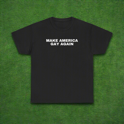 Make America Gay Again Unisex Heavy Cotton T-Shirt | LGBTQ+, Queer, 2024 Election, MAGA, Gift Ideas |