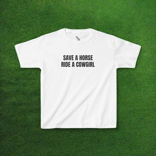 Save A Horse Ride A Cowgirl Baby Tee | LGBTQ+, Gift Idea, Streetwear, Unisex, Y2K |